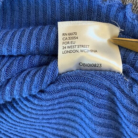 Free People Blue Bell Combo Sweater Women’s XS Ribbed Blue Fair Isle Mock Neck - Picture 12 of 14